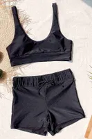 Şortlu Kadın Tankini Takım Siyah Angelsin MS4158 Siyah farklı açı