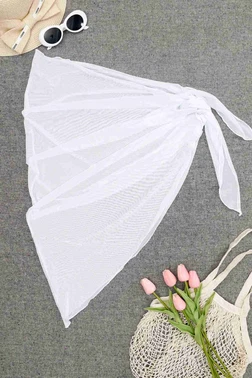 Angelsin Angelsin Tül Pareo Plaj Elbisesi Beyaz - Alternatif Görünüm