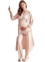 Anıl Hamile Sabahlık ve Pijama Takım 9603 Pembe