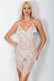 Phevos Askılı Saten Dantel Detaylı Gecelik Takımı Phevos 011-003526