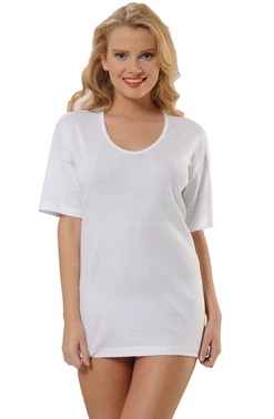 HMD Pamuk Rahat Doku Yaka Detaylı Kısa Kol Ribana Büyük Beden Atlet Hmd 2009