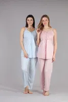 Bone Desen Sabahlıklı Lohusa Pijama Takımı 5407 detay görünüm