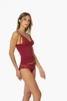 Bralet Penye Atlet Külot Kaşkorse Set Pierre Cardin 375 Bordo detay görünüm