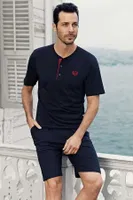 Capsella Erkek 3Lü Pijama Takımı Damat Çeyiz Seti Perin 1003 Lacivert detay görünüm
