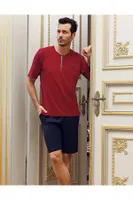 Capsella Erkek 5Li Pijama Robdöşambır Damat Çeyiz Seti Perin 1090 Bordo farklı açı