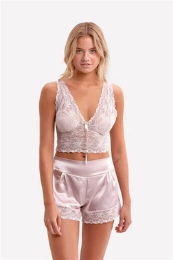 NBB Dantel Büstiyerli Saten Şort Takım NBB 3398 - Alternatif Görünüm