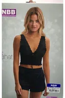 Dantel Büstiyerli Saten Şort Takım NBB 3398 Siyah farklı açı