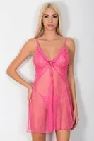 Dantelli 2li Gecelik Takımı Phevos 011-003502 Pembe