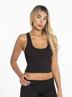 Kalın Askılı Pedli Kadın Crop Defnem 8101 Siyah