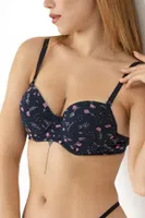 Desenli Push Up Sütyen DoReMi 002-001502 Lacivert farklı açı