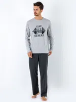 Erkek Kışlık Pijama Takımı DoReMi 002-000821 Gri Melanj görsel 8