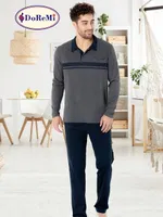 Polo Yaka Antrasit DoReMi Erkek Pijama Takımı Antrasit Melanj