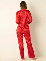 DoReMi Uzun Kollu Saten Pijama Takımı Kırmızı görsel 5