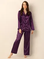 DoReMi Uzun Kollu Saten Pijama Takımı K.MOR görsel 16