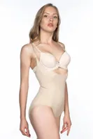 Emay Dikişsiz Göğsü Açık Slip Boy Çıt Çıtlı Korse 2023 Ten görsel 13