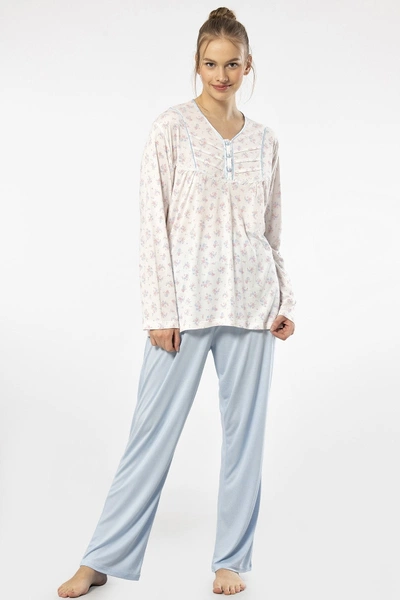Patlı Empirme Battal Uzun Kollu Kadın Pijama Takım Türen 3366