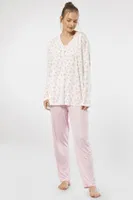 Empirme Patlı Battal Uzun Kollu Kadın Pijama Takım Türen 3366 Pembe farklı açı