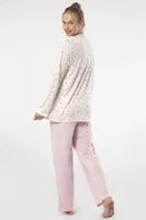 Empirme Patlı Battal Uzun Kollu Kadın Pijama Takım Türen 3366 Pembe görsel 4