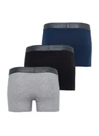 3lü Basics Erkek Boxer Gri Lacivert Siyah Black Spade 9472 Siyah detay görünüm