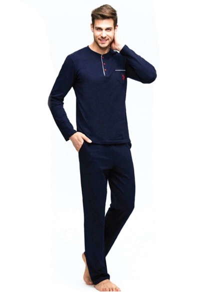 Erkek Pamuklu Uzun Kol Pijama Takımı U.s Polo Assn. 17384