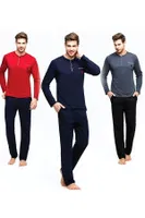 Erkek Pamuklu Uzun Kol Pijama Takımı U.s Polo Assn. 17384 Bordo görsel 5