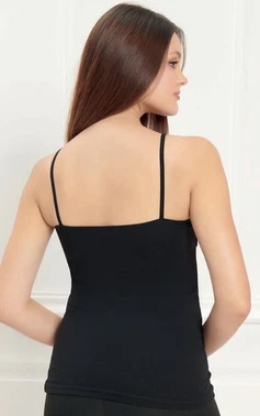 Kolcu Göğüs Dantel İşlemeli Kadın Siyah Atlet KB2581 - Alternatif Görünüm