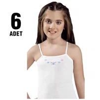 Güryıldız Penye İp Askılı İşlemeli Kız Çocuk Atlet 6Lı Güryıldız 27207