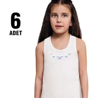 Güryıldız Penye Geniş Askılı İşlemeli Kız Çocuk Atlet 6Lı Güryıldız 27220