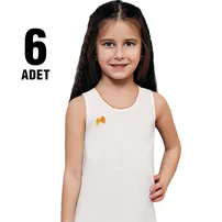 Güryıldız Ribana Geniş Askılı Ponponlu Kız Çocuk Atlet 6Lı Güryıldız 27309