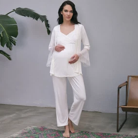 Anıl Kısa Kol T-Shirt Pantolon Hamile Sabahlık Takım Anıl 5648 - Alternatif Görünüm