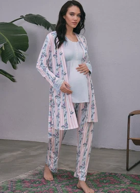 Anıl Hamile Sabahlık, T-Shirt ve Pantolon Takım Anıl 5651