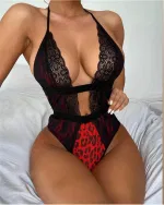 Kırmızı Leopar Desenli Dantel Detaylı Fantazi Mayokini 3250 Leopar görsel 4