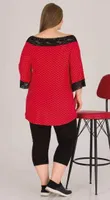 Kırmızı Puantiyeli Kapri Büyük Beden Pijama Takım Lady 10572 Kırmızı detay görünüm