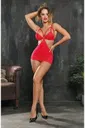 Kırmızı Simli Likralı Dantel Babydoll Elawin 5335