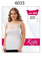 Battal Boy İp Askılı Kadın Geniş Dantelli Atlet Kota 6033 Beyaz detay görünüm