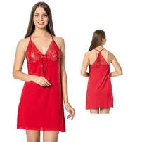 Kota Sırtı Dantelli Fantazi Kadın Gecelik Takım Kota 6334