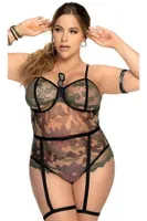 Leopar Fantazi İç Çamaşırı Takımı Büyük Beden For Dreams 8375 Yeşil