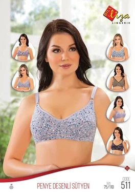Liza (Layza) Gri Desenli Penye Dikişli Dolgusuz Sütyen Liza 511 - Alternatif Görünüm