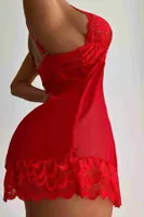 Merry See Dantel Babydoll Gecelik Takım Kırmızı MS3111 Kırmızı görsel 4