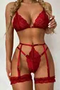 Merry See Fantezi Jartiyer Takım Seksi iç Giyim MS2671-Kırmızı