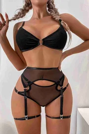 Merry See Merry See Fantezi Jartiyer Takım Seksi Sütyen Külot Siyah MS2663