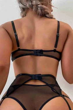 Merry See Merry See Fantezi Jartiyer Takım Seksi Sütyen Külot Siyah MS2663 - Alternatif Görünüm