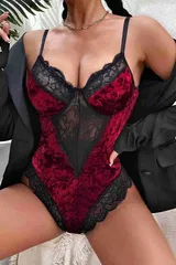 Merry See Kadife Body Gecelik Babydoll Çok Renkli MS3117