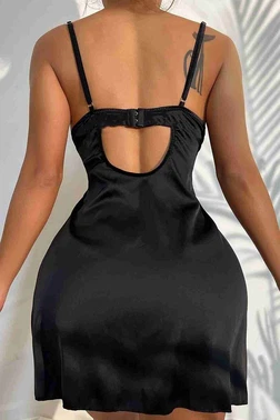 Merry See Merry See Yanlardan Yırtmaçlı Gecelik Siyah MS3109 - Alternatif Görünüm