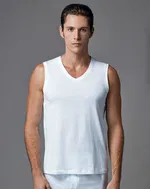 Micro Modal V Yaka Kolsuz T-Shirt Eros ERS053 Beyaz