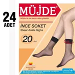 İnce Soket Çorap 20 Den 24'lü Müjde 10 Siyah(500)
