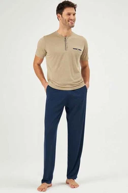 Eros Patlı Bej Renk Yazlık Pijama Takım Eros 30170