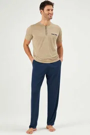 Eros Patlı Bej Renk Yazlık Pijama Takım Eros 30170