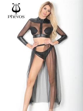 Phevos Phevos Tül Detaylı Fantezi Deri Kostüm - Alternatif Görünüm