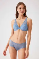 Pierre Cardin Mürdüm Balenli Soft Push Up Sütyen Takım 4742 Mavi görsel 12